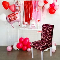 Costeam Valentine’s Day Dining Chair Covers Removable Washable Chair Back Protectors for Home Kitchen Romantic Decor