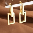 thumbnail image 5 of Alexcraft Geometric Link Chain Hoop Earrings - 14K Gold Silver Plated Dainty Double Hoop Earrings - Square Gold Hanging Earrings for Women Drop Dangle Earrings, 5 of 6