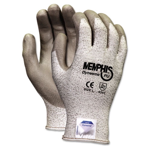 Memphis Dyneema Polyurethane Gloves, Large, White/gray, Pair | Bundle of 2 Pairs