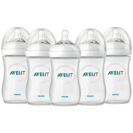 Philips Avent Natural Clear Baby Bottles 9 Ounce, 5 Pack