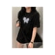 thumbnail image 1 of Women's elegant Butterfly Print Mid-Length Loose Fit T-Shirt - Casual Summer Short Sleeve Crew Neck Top, Black Knit Fabric, Lightweight & Stylish for Casual attire, Relaxed Fit Tee | elegant Casu, 1 of 7