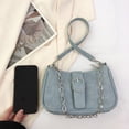 thumbnail image 3 of Bolso de mujer Cadena Y2K Bolsos de compras PU Hot Girls Punk Bag Purse (Azul claro), 3 of 7