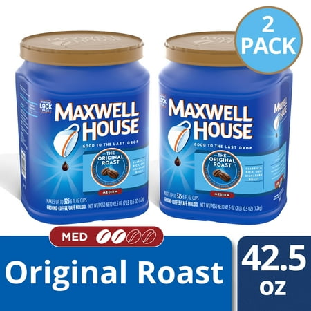 (2 Pack) Maxwell House Original Roast Medium Ground Coffee, Caffeinated, 42.5 oz Canister