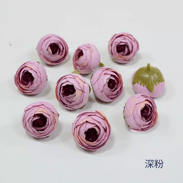 Nvzi Cabezas de flores de camelia artificiales de seda rosa oscuro - 50 piezas, 3,3 x 2,8 cm - pétalos realistas en capas, perfectas para ramos de novia y centros de mesa para accesorios de cabello.