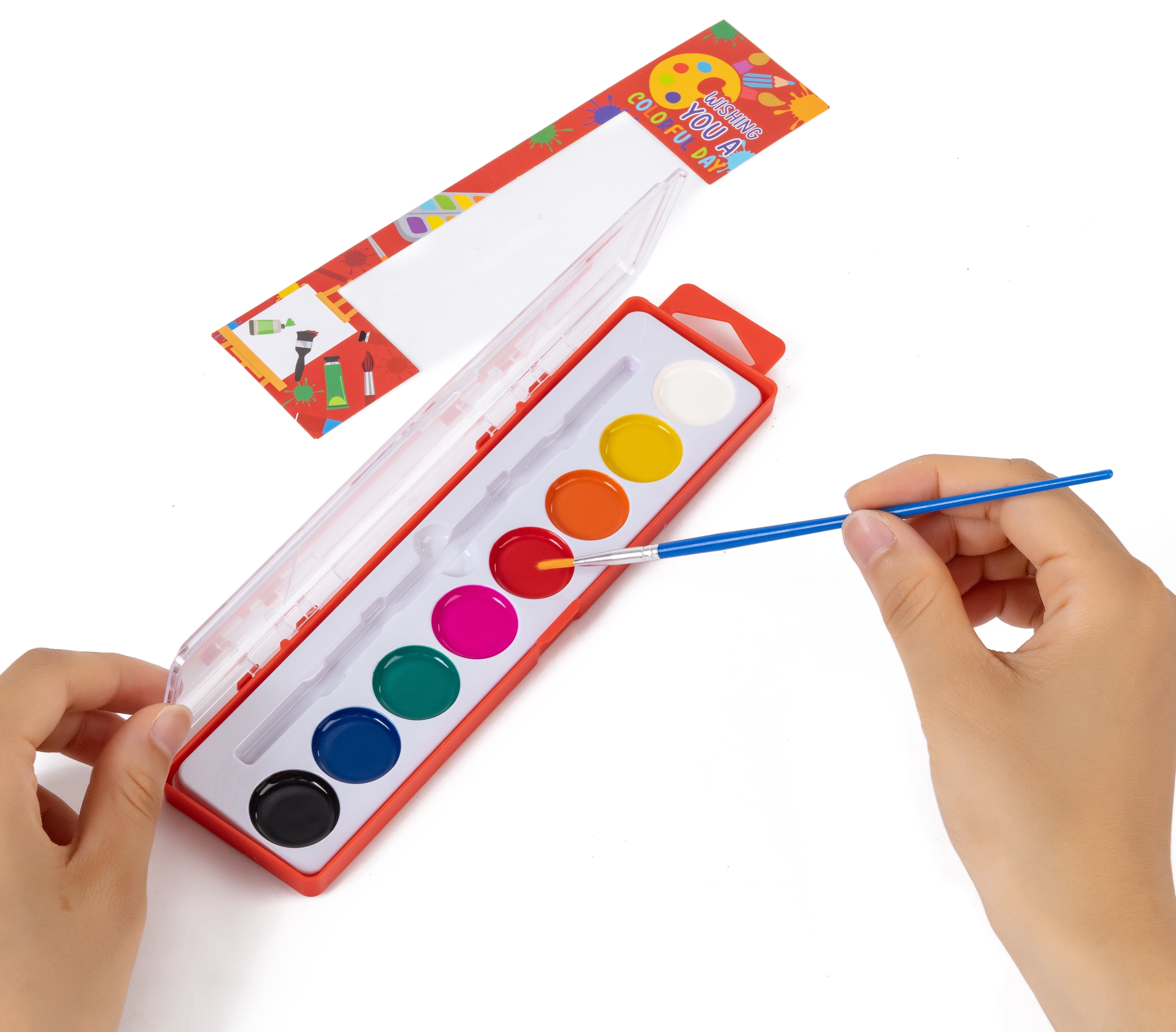 Way To Celebrate 8-Color Watercolor Paint Set Party Favors for Kids, 4 Count with Paintbrush