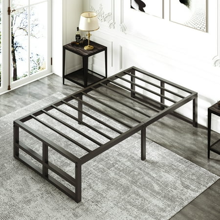 Amolife Twin Size Metal Platform Bed Frame with 14 Under Bed Storage