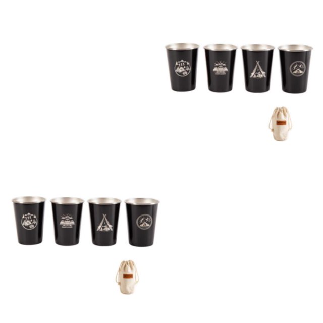 Eigraketly Juego de 4 piezas de acero inoxidable, taza de vino, leche, cerveza, tazas de agua impresas para Picnic, Camping, barbacoa, cubiertos, tipo 2 2piezas