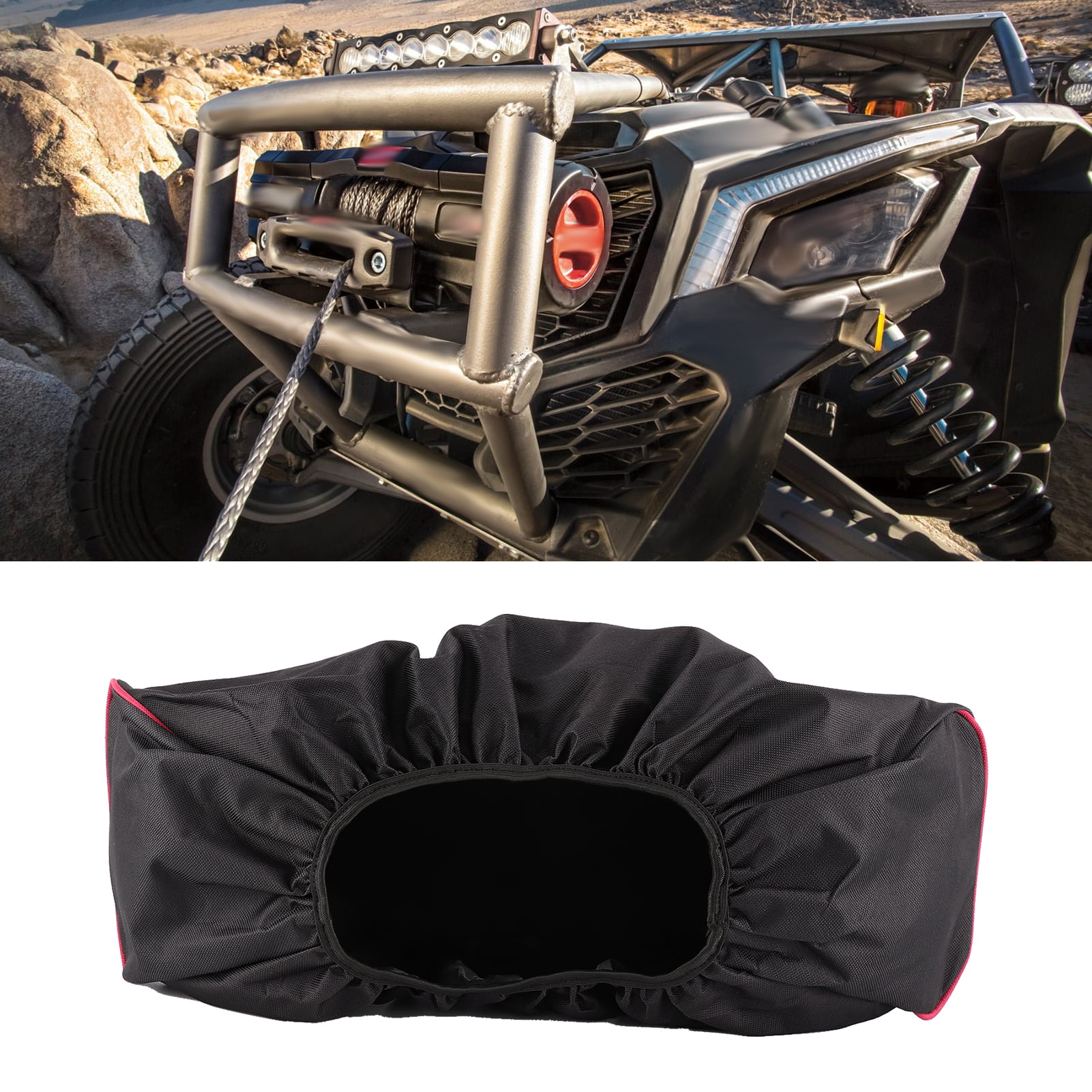 Winch Cover,Waterproof Winch Cover Oxford Cloth 21.5x9.5in/546x241mm Suitable for 8,500 ‑ 17,500 lbs Winch