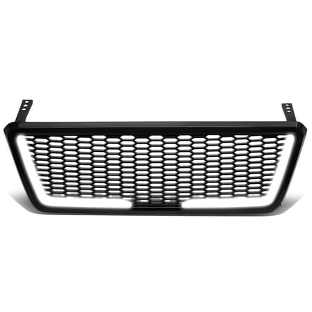DNA Motoring LED Light Bar Front Bumper Hood Honeycomb Mesh Black Grille For 2004-2008 Ford F150
