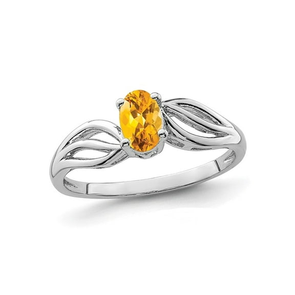 Oval Cut Citrine Ring 2/5 Carat (Ctw) in Sterling Silver