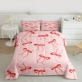 thumbnail image 3 of Feelyou Princess Cute Bow Bedding Comforter Set for Kid, Kawaii Cartoon Bowknot Twin Comforter Sets, Fairy Tale Theme Reversible Bedding Set, Microfiber Bedroom Decor, 2-Piece, 3 of 9