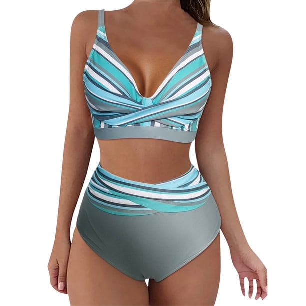 Gibobby Traje de Baño Sexy Bikini 2023 nuevo traje de baño para mujer, traje de baño de cintura grande, Bikini teñido con dividido, traje de baño TANKINI(Gris,M)