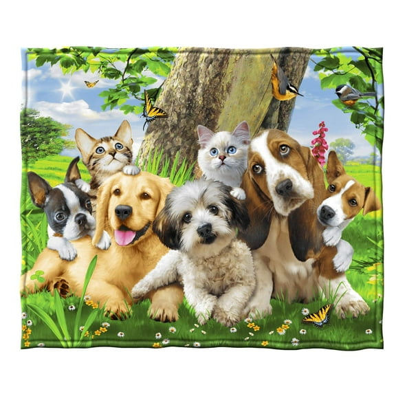 Dawhud Direct | Fleece Throw Blanket By Howard Robinson Puppy And Kitten Pals