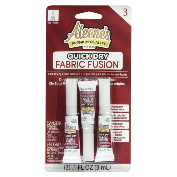 Aleene's Quick Dry Fabric Fusion Glue, .1 fl oz - 3 Pack, Dry Time 5 Minutes