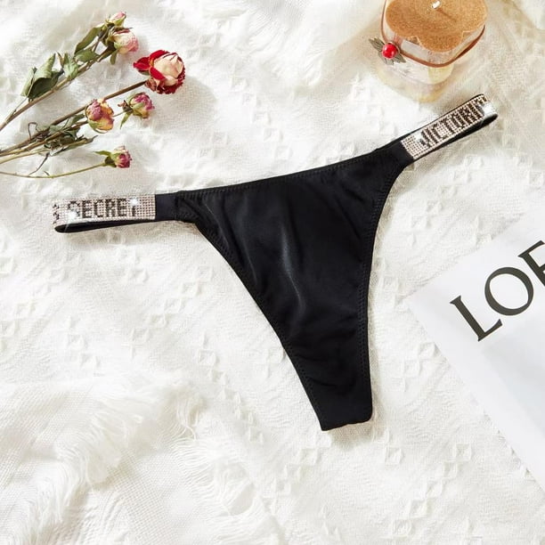 Bragas Sin Costuras Victoria s Secret Para Mujer Letra De Lujo Diamantes De Imitacion Lenceria G String Diseno De Marca Confort Saten Intimos Ropa Interior Rosa Bodega Aurrera en linea