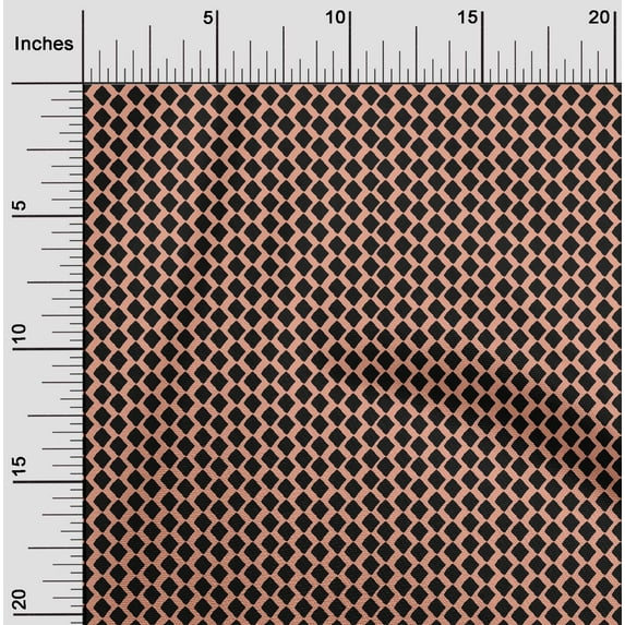 oneOone Cotton Silk Fabric Diamond Block Printed Fabric 1 Yard 42 Inch Wide