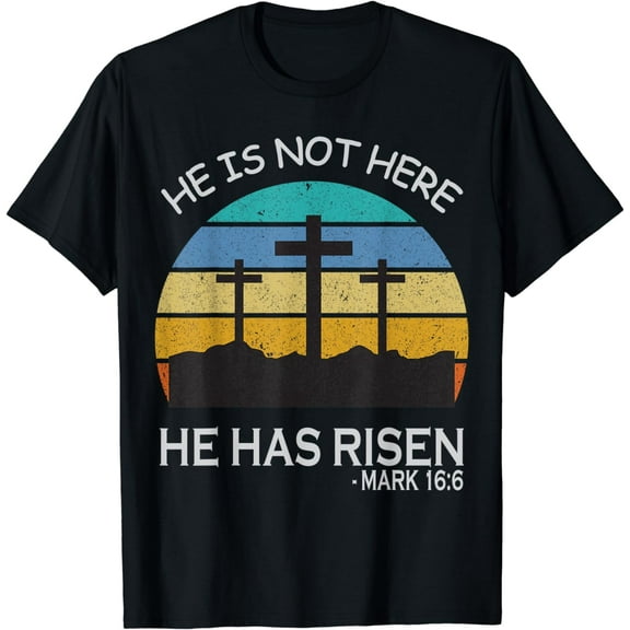 He has Risen He is not Here Jesus Christ Cross Vintage Retro T-Shirt