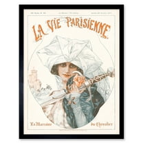 Vintage French Fashion La Vie Parisienne Rose Sword Woman Magazine Cover Art Print Framed Poster Wall Decor 12x16 inch