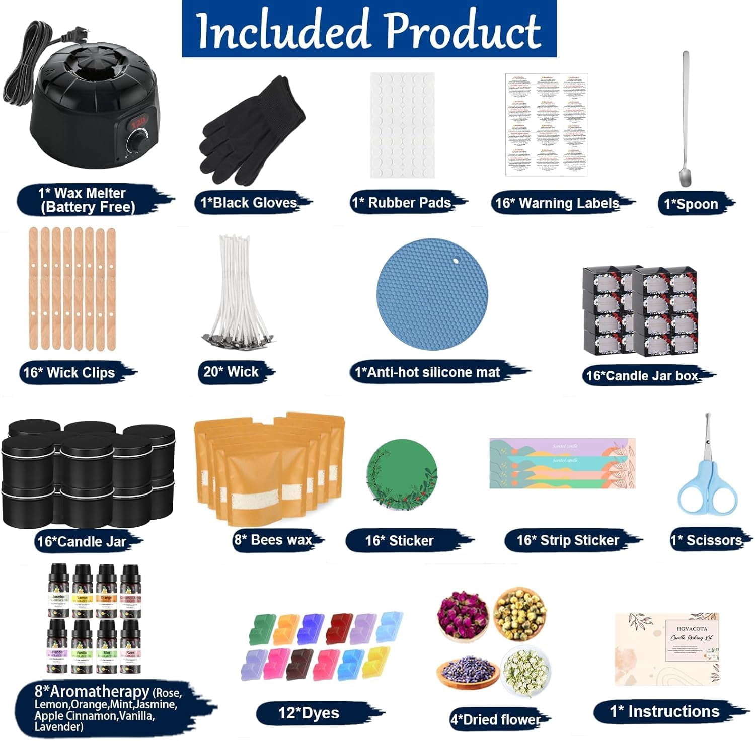 Complete Candle Making Kit With Wax Melter, Candle Making Supplies, Candle Making Kit For Adults,Beginners,Kids,Including Electric Stove,Wicks,Beeswax Wax,Rich Scents,Candle Tins,Dyes,Wick Clip