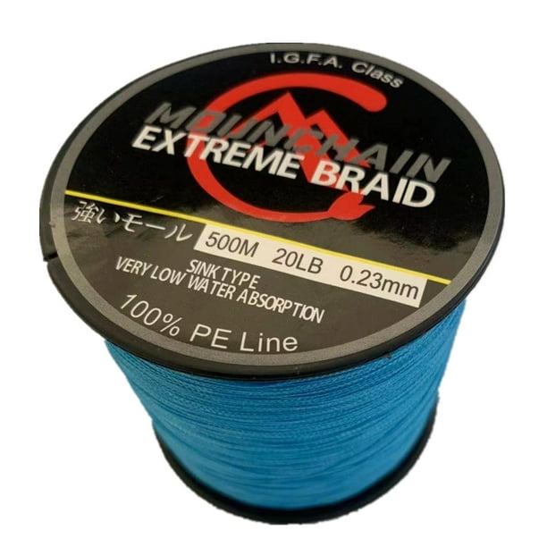 Amyove 500m Fishing Line 4 Strands Braided Fishing Line 10-40lb Multifilament Smooth Fishing Line Color:blue Specification:20lb Blue One Size