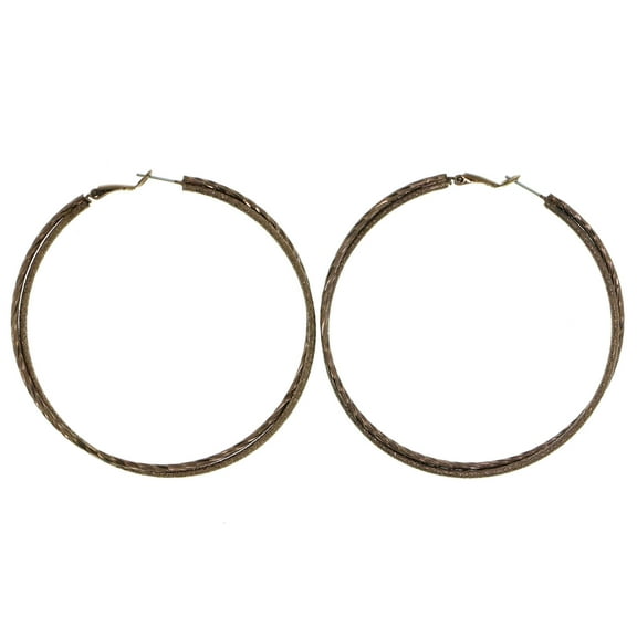 Large Double Hoop Earrings For Women Bronze-Tone