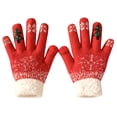 thumbnail image 4 of SUXIAN Winter Gloves Women Christmas Fingerless Touchscreen Knitted Five Finger Thermal Warmth Festive Holiday Gloves Winter Womens Red One Size, 4 of 4