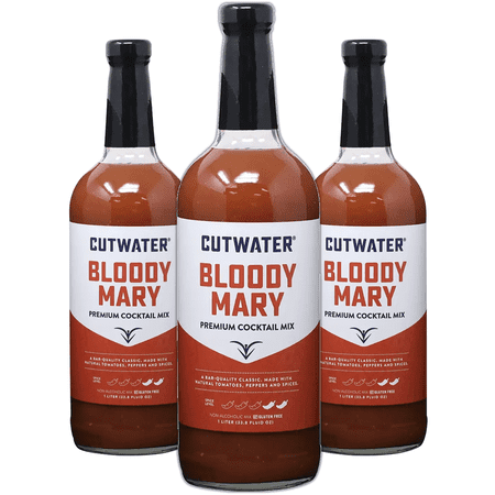 Cutwater Mild Bloody Mary Mix 3 Pack - 1L Bottles- 25 Calories Fat-Free - Full-Bodied Flavorful Mixe