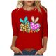 thumbnail image 1 of Camisetas Casuales de las Mujeres Impresas 3/4 Manga Cuello Redondo Blusa, Moda Ligera Superior para el Hogar Y el Uso Diario, Cómoda Imitación de la Tela Del Estante, 1 of 6