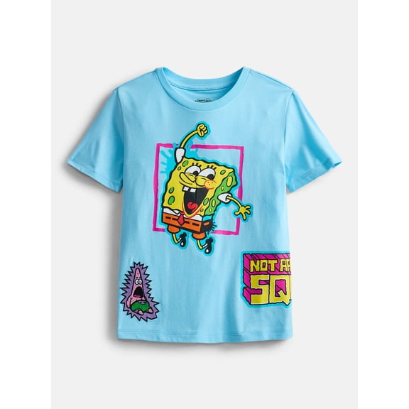 Paramount Spongebob Squarepants Boys Neon Patch T-Shirt, Sizes 4/5-XXL18/20