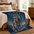 thumbnail image 6 of Gray Wolf Beneath Aurora Skies, Realistic Fantasy Wildlife Illustration Composition, Just Because Gift for Wolf Art Enthusiasts, Cozy Flannel Blanket and Home Decor for Living Room and Bedroom, 6 of 7