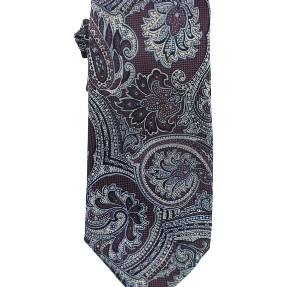 Tasso Elba Mens Paisley Silk Self-tied Necktie, Purple, One Size