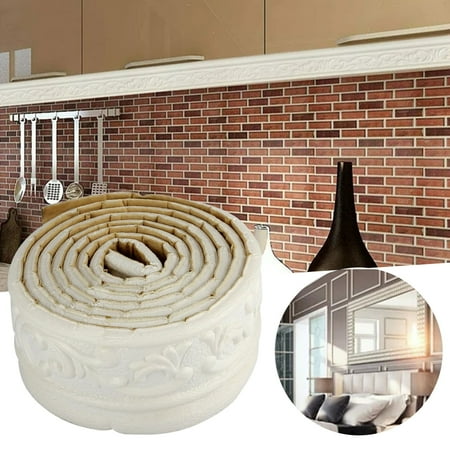 

Kihbxv 2pc Flexible Wall Molding Trim Self Adhesive 3D Foam Waist Line Skirting Line Wall Sticker Edge Border Floor Baseboard For DIY Home Wall Decor