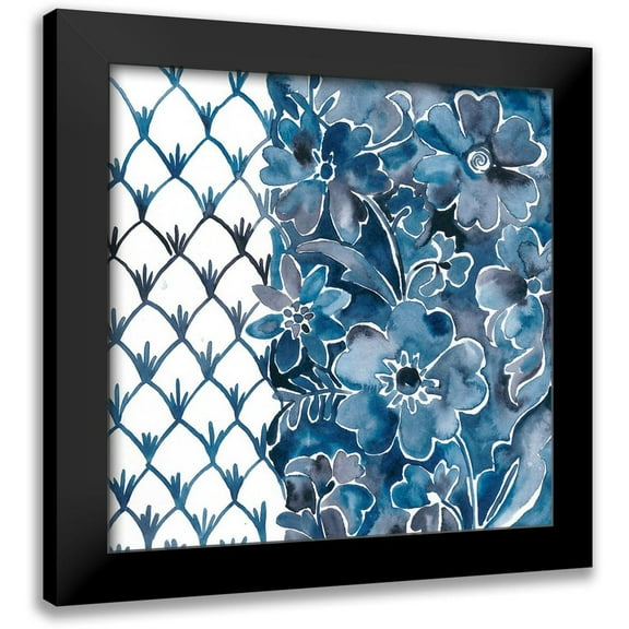 Zarris, Chariklia 12x12 Black Modern Framed Museum Art Print Titled - Cobalt Garden III