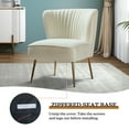 thumbnail image 6 of Velvet Accent Chair Set of 2 Upholstered Adult Side Chairs Gold Leg Home Bedroom Ivory, 6 of 11