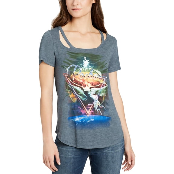 William Rast Womens Juniors Rocker Cutout Graphic T-Shirt Green M