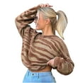 thumbnail image 2 of ALLLIST Fall Ladies Sweaters Pullover Brown Tiger Stripe Long Sleeve Raglan Sweaters Teen, 2 of 6