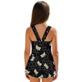 thumbnail image 2 of Xoenoiee Bee Honeycomb Print Girls' Sleeveless Swim Dress with Ruffle Skirt, UPF 50+ Sun Protection One-Piece Swimsuit Quick Dry Swimwear for Beach Pool Play, Size 10-11 Years, 2 of 7