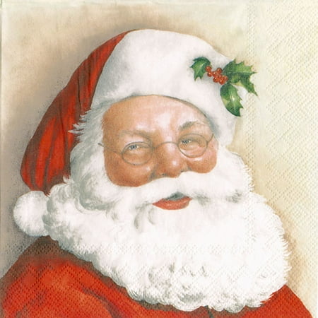 Set of 12 Lg Jolly Santa Napkin 20 Pack