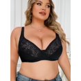 thumbnail image 3 of Plus Size Simple Bra  Women‘s Plus Floral Lace Non Padded Medium Stretch Bow Bra, 3 of 7
