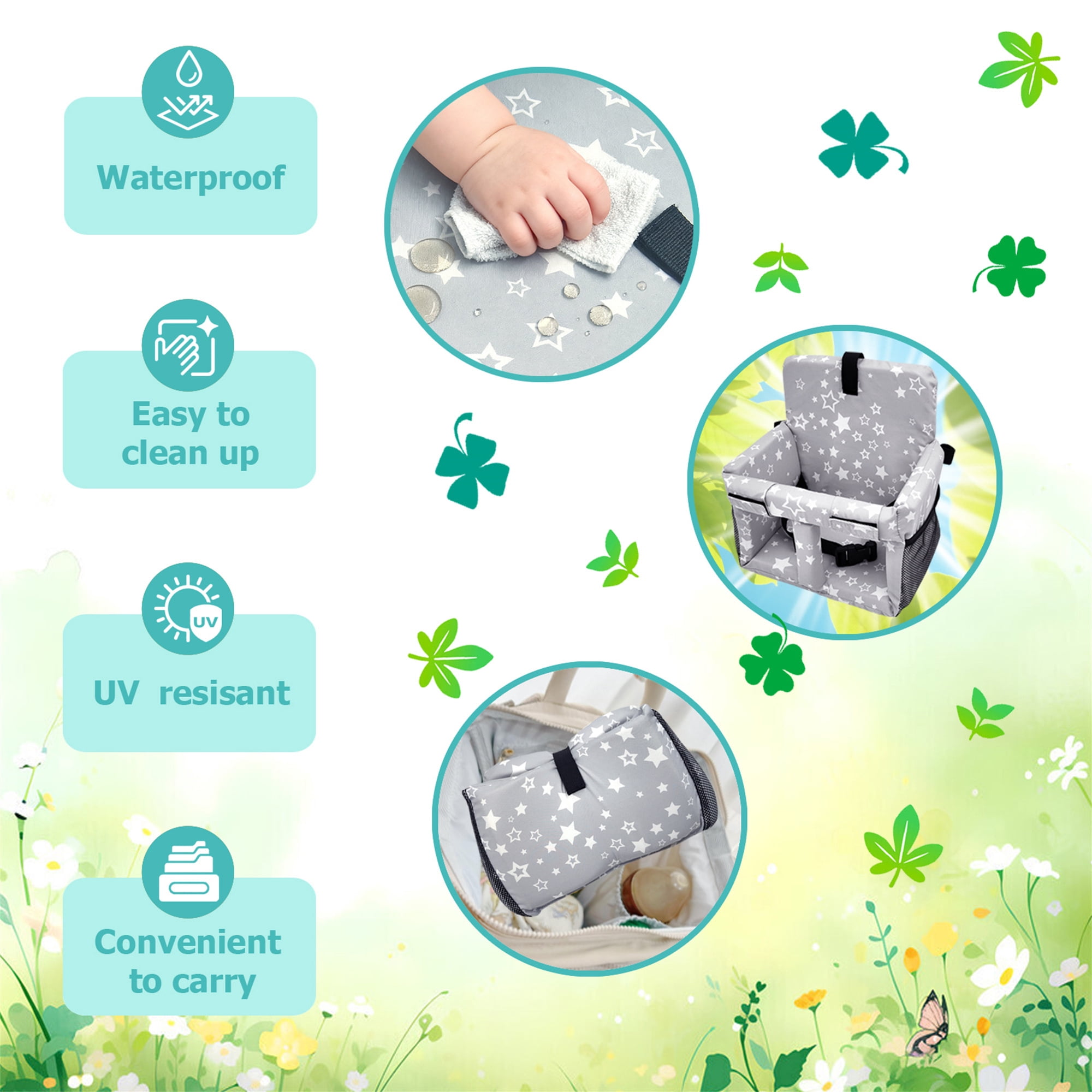 GOLDCOLIN 3-in-1 Shopping Cart Cover 5-Point Safety Harness Semi-Circle Back Fit Machine Washable Portable Waterproof High Chair Booster Seat Swing Pad for Baby