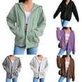 thumbnail image 3 of XINQIHANG Sweat à Capuche Zippé pour Femmes, Pull Graphique Décontracté Y2K pour Femmes, Veste Surdimensionnée, 3 of 5