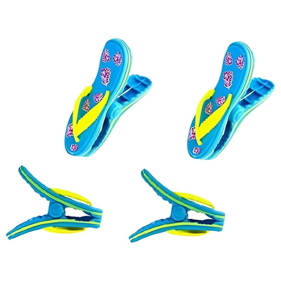 2 Pack Set Pair of Flip Flops Beach Towel Clips Jumbo Size for Beach Chair, Cruise Beach Patio, Pool Accessories, Household Close Snacks Clip, Baby Stroller