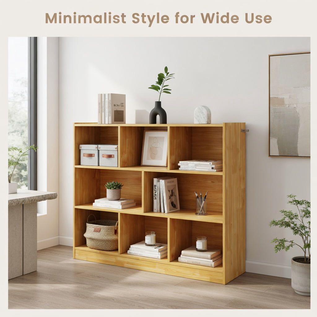 Demi Bonn 3-Tier Open Bookcase, 8-Cube Floor Standing Storage Shelves Display Cabinet, Free-standing Bookshelf, Yellow