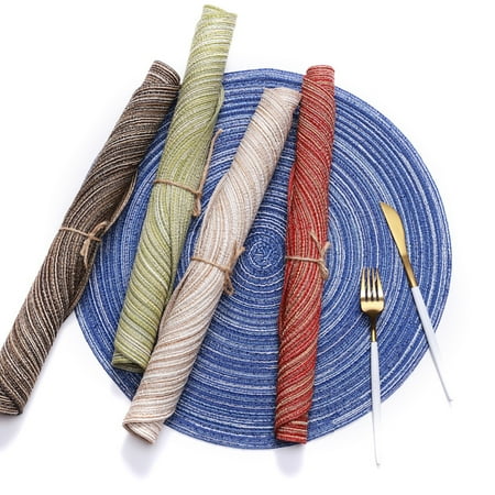 

huanledash Round Woven Heat Insulation Anti-Slip Coffee Tea Cup Bowl Table Mat Placemat