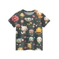 thumbnail image 3 of CCRFTGI Cute Tops for Child Girls Size 7 Clothes for Teen Girls Short Sleeve Trendy Animal Print Tops Lightweight Round Neck Tunic Tops Light Green 7-8 Years, 3 of 4