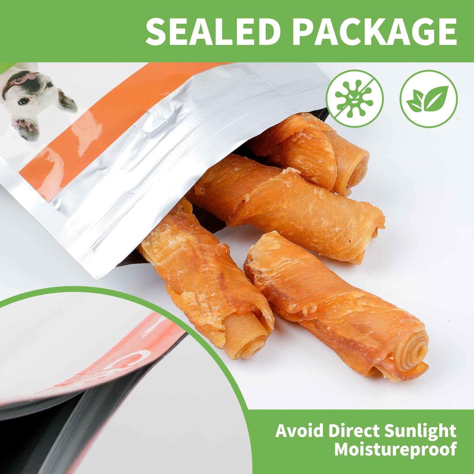 MON2SUN Chicken Wrapped Peanut Butter Rolls Small Dog Treats, 21.16 oz (16 Count)