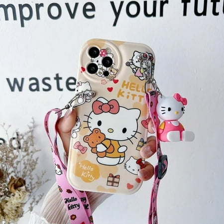 Hello Kitty Phone Case With Holder lanyard For Huawei P20 30 40 50 lite Pro Y70 Plus Y90 Y9 Prime Mate 20 30 40 50