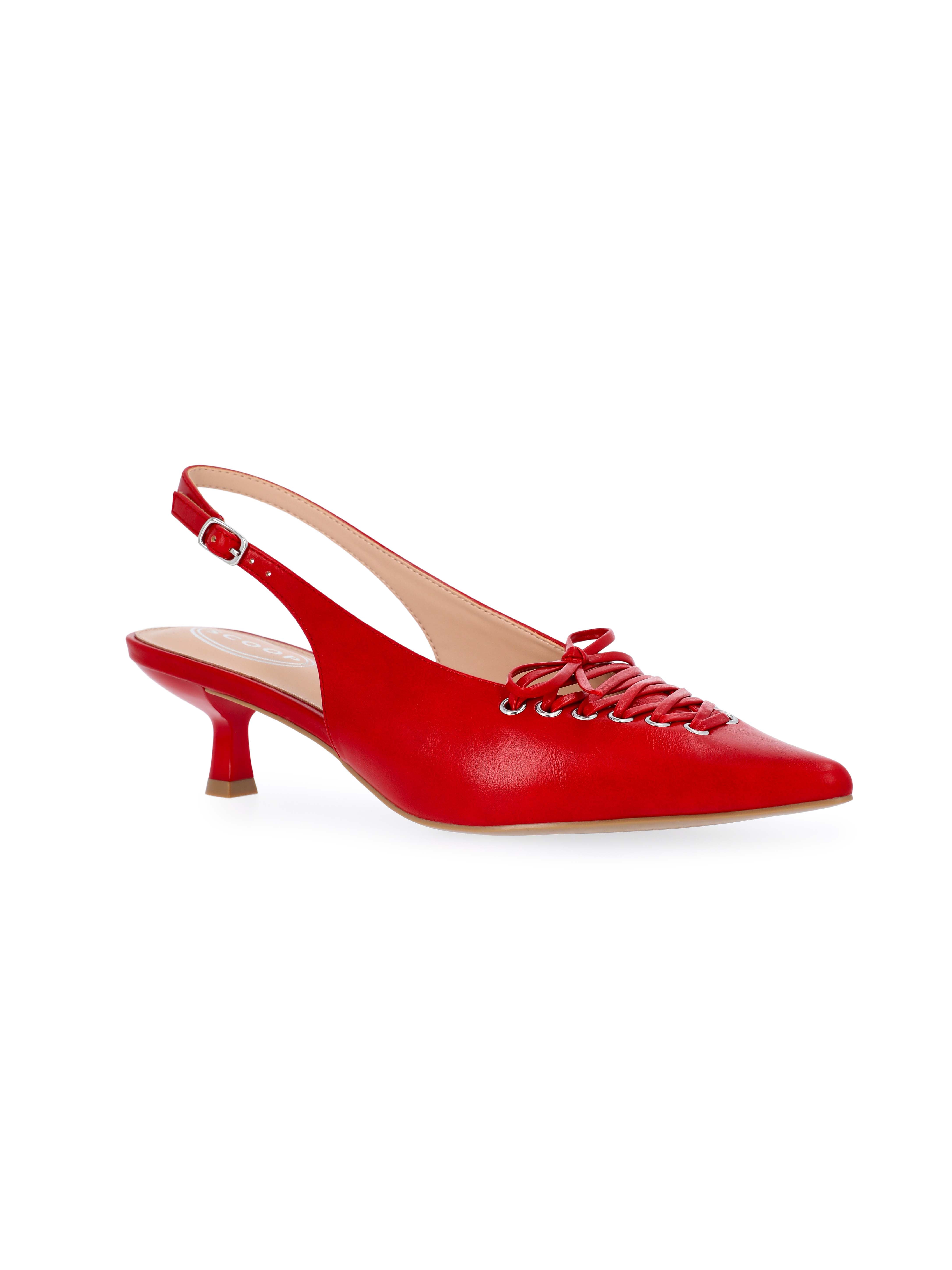 Scoop Women's Slingback Kitten Heels with Lace Up Accents