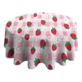 thumbnail image 4 of Strawberry Plants Fruit Heart Daisy Checkered Round Tablecloth 60"x60",Wrinkle Wipeable Table Cloth for Kitchen Dining Room Picnic Patio Party, 4 of 6