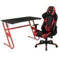 thumbnail image 3 of Emma + Oliver Gaming Bundle-Red Desk, Cup Holder, Headphone Hook and Reclining Chair, 3 of 13